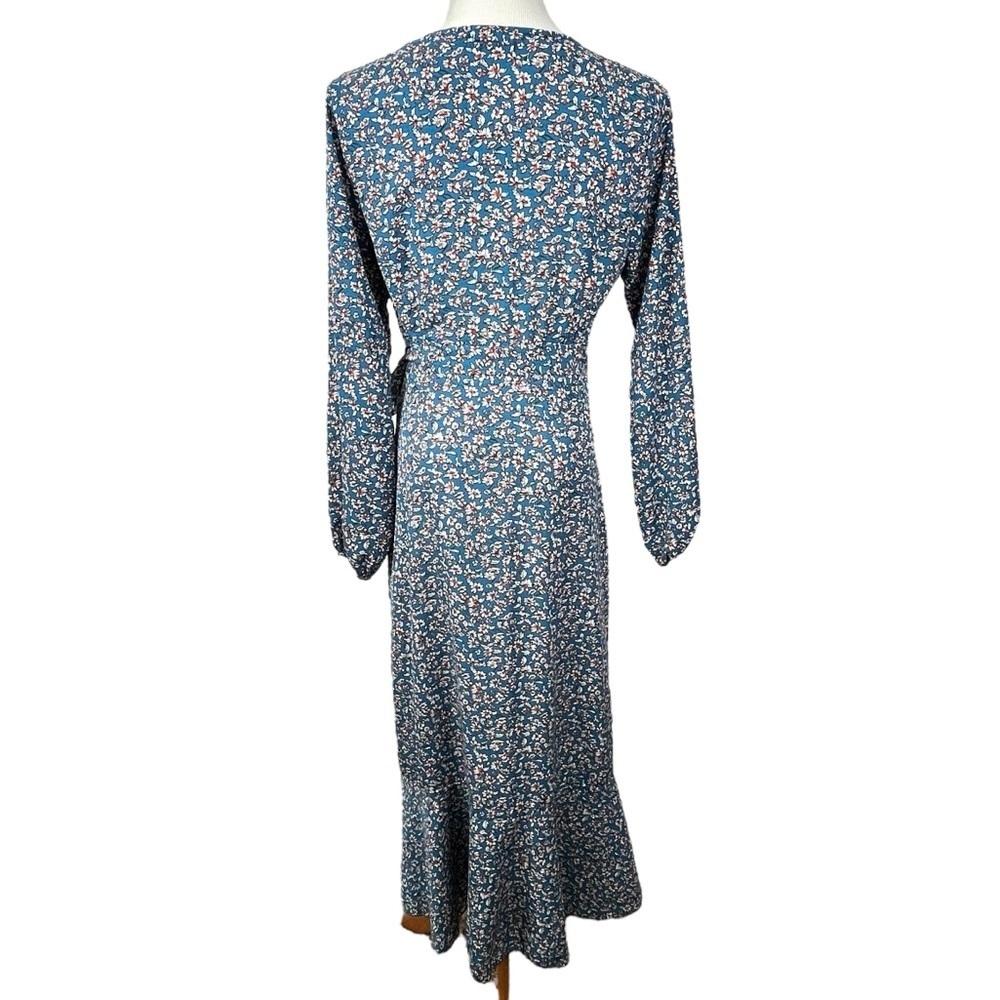 Pretty Garden Women’s Floral Cottagecore Wrap Teal Dress Size Small - Picture 2 of 13